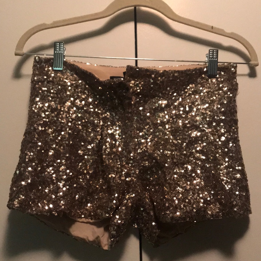 GOLD SEQUIN SHORTS BY BEBE